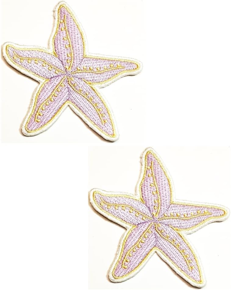 Kleenplus 2pcs. Pretty Starfish Cartoon Kids Iron on Patches Starfish Purple Fashion Style Bordado Motif Applique Decoration Emblem