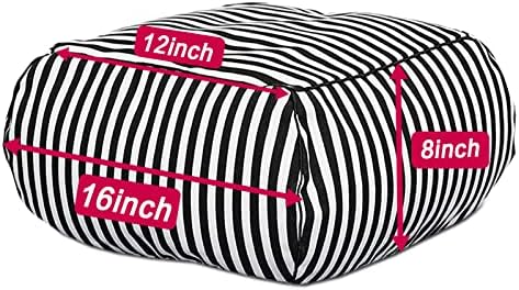 Almofada de piso recheado com capa de zebra lavável em lona de algodão e preenchimento de espuma, dobra como um saco de feijão