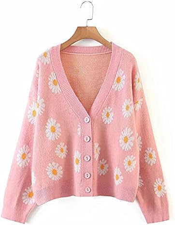 Suéteres de pullover feminino outono e inverno Flower Cardigan Sweater de gola alta em vaca longa gola alta