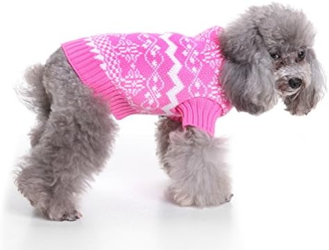 Smalllee_lucky_store xcw0052-pink-s festival de férias de Natal pequeno gato/cachorro Fair nórdica Isle Snowflake Sweater, rosa,