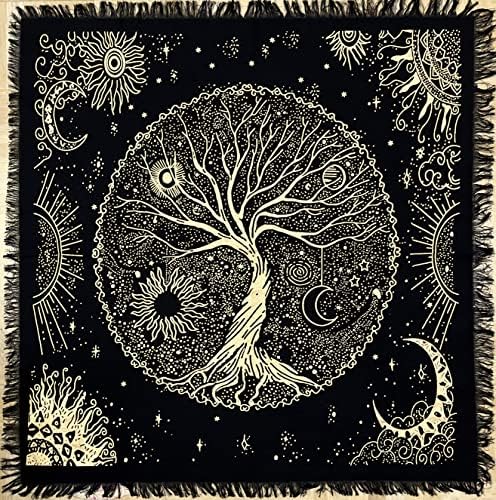 Consignadores indianos Árvore da vida Altar Tapestry Toeira de topete árvores celtas rituais pano espiritual para lugares sagrados,