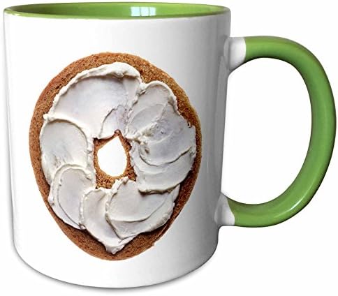 3DROSE MUG_181656_1 Bagel com cream cheese isolado em caneca de cerâmica branca, 11 onças