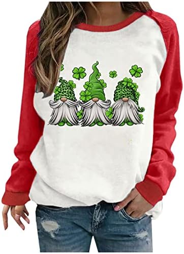 Yubnlvae Saint Patricks Day Sweatshirt for Women Sinalize Ugly Crewneck Splicing Splicing Tshirt