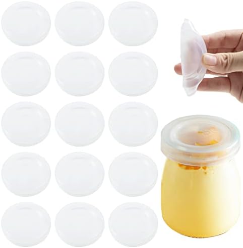 panormile 30 pcs iogurte jarda de tampas conjuntos de 2,68 polegadas de alimentos de plástico transparentes tampas de reposição