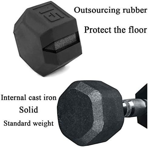 Conjunto de barra de 2 halteres de borracha hexadecimal com alças de metal, par de 2 halteres pesados ​​Escolha o treino