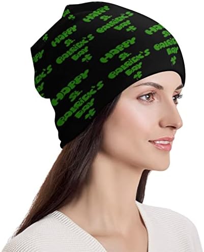 Saint Patricks Day Unisex Beanie Hat Hat Skull Tap Pullover Cap para dormir Casual Um tamanho