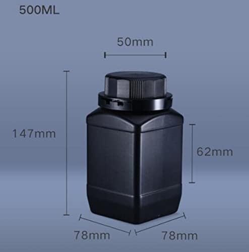 WELLIEST 5PCS Lab Lab Lab Chemical Bottles, 500ml/17 oz de largura Líquido de boca/quadrado sólido Amostra de armazenamento de armazenamento de garrafas de vedação com tampa anti-roubo preto