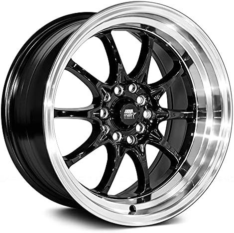 MST MT11 Roda personalizada - 17x9, 20 Offset, 5x114.3 Padrão de parafuso, 73,1 mm Hub - preto com aro labial usinado