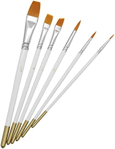 6pcs pinturas de pintura definida com cabelo de nylon e alça de madeira para pintura aquarela de óleo acrílico de guache acrílico