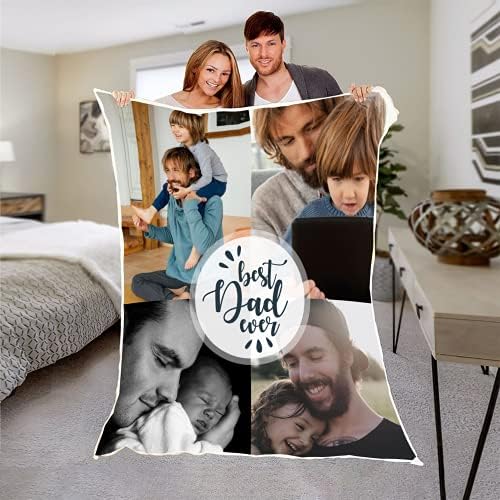 Cobertor de foto de foto do dia dos pais personalizado cobertor de foto personalizado para pai e bebê para papai cobertor