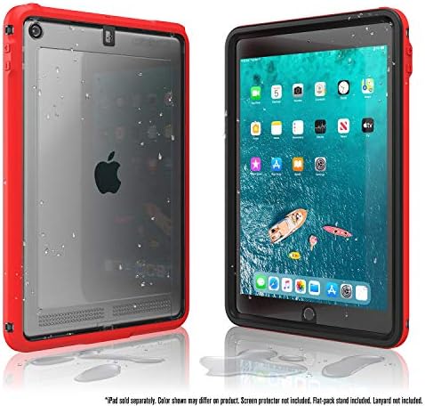 Caixa à prova d'água projetada para iPad 10.2 9ª 8ª 7ª edição - à prova d'água 6,6 pés - Proteção de corpo inteiro, Prova de queda pesada de 4 pés, kickstand, protetor de tela embutida - Flame Red