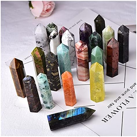 Laaalid xn216 1pc Stones naturais Crystal Point 36 Torre de cor ametista de rosa quartzo cura energia energia minério de minério de obelisco ornamentos domésticos naturais