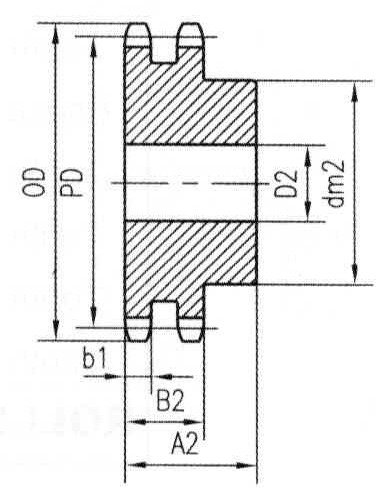 D80b8 polegada ANSI 80-2 SPROCKEL DE AÇO CUMENTO, para a corrente de fita dupla 80 com largura de rolo de 1 de 1, 5/8 , diâmetro