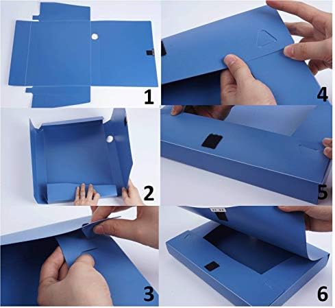 Caixa de documentos de plástico de plástico material de bilheteria, caixas de arquivo A4 plástico com tampa, organizador de arquivos da caixa de armazenamento de pastas de armazenamento, altura 20 mm, azul