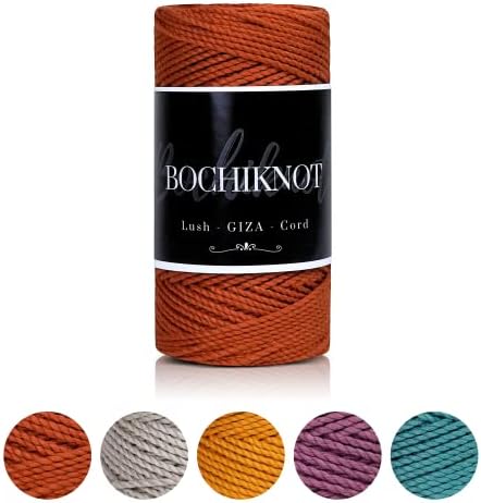 Bochiknot Cord de 3 mm de macramamento - 150 anos de corda de algodão egípcia para enforcamentos de parede, decoração de quarto, cabides de planta e dreamcatchers - suprimentos de artes e artesanato para macram e nó