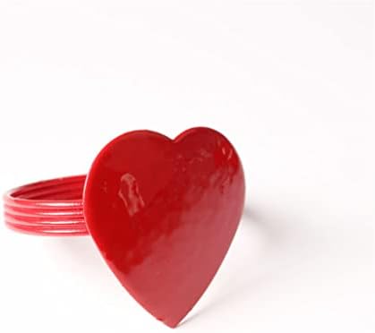 LMMDDP 6PCS Big Red em forma de coração Red em forma de coração Namorado no dia dos namorados fivela de fivela de guardanapo anel