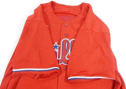 2020 Philadelphia Phillies Garrett Clevinger 66 Game usou Red Jersey 46 227 - Jogo usou camisas MLB