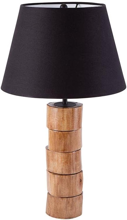47th e principal luminária de mesa de madeira moderna moderna com lâmpada de tom de tecido para sala de estar ou quarto,