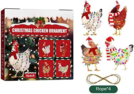 4pcs de lenço de natal pingente de frango define em casa festiva festa de natal árvore atmosfera de frango decorativo pingente de