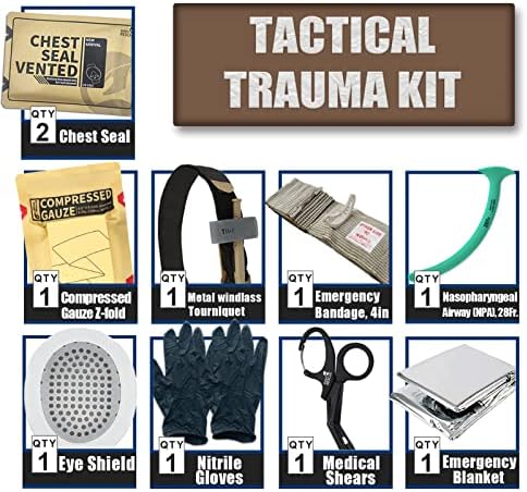 Rhino Rescue Tactical Trauma Kit de emergência Primeiros socorros PARE O IFAK REFILTA DE SUPLETA DE COMBATE DE COMBAÇÃO DO CUIDADO DO CUIDADO DE TRABALHO 11PCS