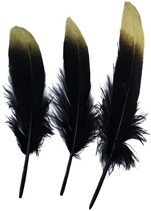 Zamihalaa-penas de ganso preto e de ganso natural mergulhadas em ouro para artesanato 15-20cm 6-8 Decor Pedra Feathers Wedding