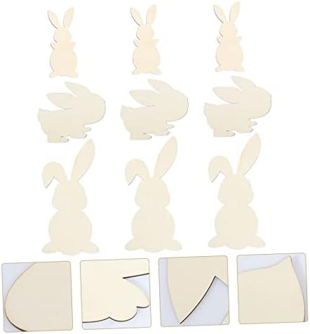 Besportble 9pcs pintando chips de madeira Toys de coelho para crianças ornamentos para artesanato ornamentos miniaturos coelhinho ornamento miniato inacabado recortes de coelho