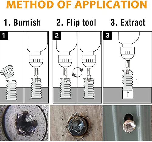 Kit de extrator de parafuso de ouro de 5 peças, kit de extrator de parafuso danificado HSS 4341 Aço de alta velocidade danificado