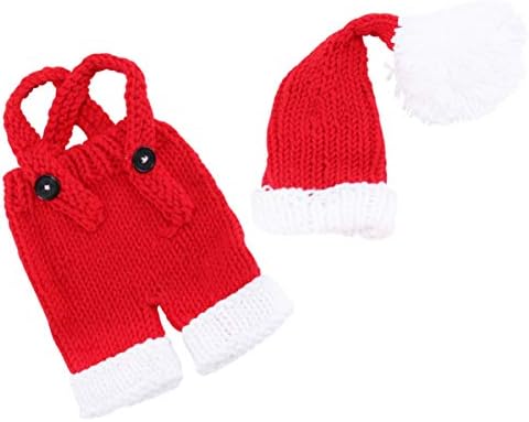 Bestoyard 1 set natal baby baby santa fantasia chapéu de xmas macacão roupas de malha de malha de malha de madrugada