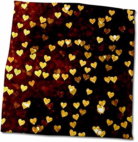 Padrões abstratos de 3drose - imagem de corações dourados brilhantes em marrom avermelhado - toalhas