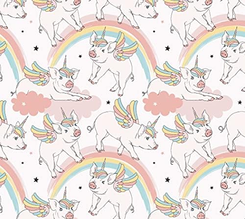 Partido de Steha Pastel Pastel Rainbow Unicorn Pig Annor Anivery Gift Paper - 30 x 20 polegadas