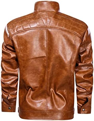 Jaqueta de couro de casaco de couro Faux Motorcycle da Jacket Pu Faux Motorcycle Pu Faux, com zíper, bolsos
