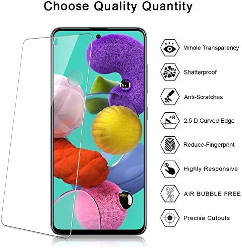 Tantek [protetor de tela de 3 pacote para o Samsung Galaxy A51,6,5 polegada, filme de vidro temperado, Ultra Clear, Anti Scratch,