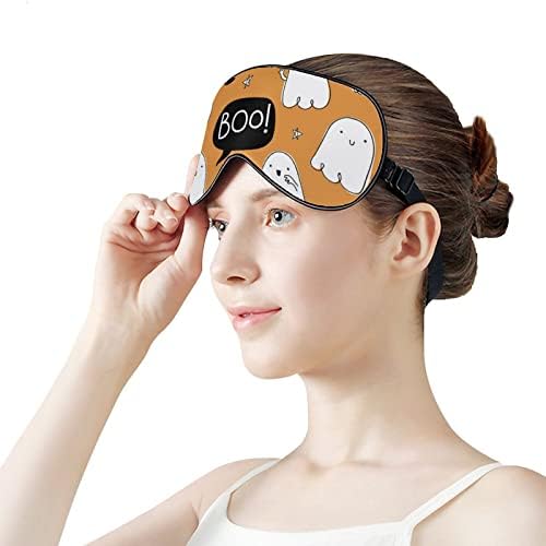 Halloween Pumpkin Ghost Sleep Masks Cobertura de olho Blackout com cegão de correção elástica de cinta elástica ajustável para homens