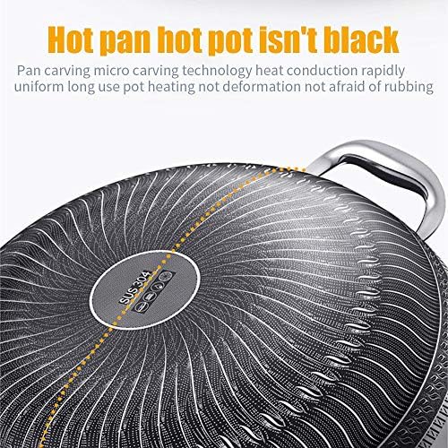 XDCHLK PAN não bastão Honeycomb 304 WOK de aço inoxidável sem fumaça de fumaça wok sem fósforo