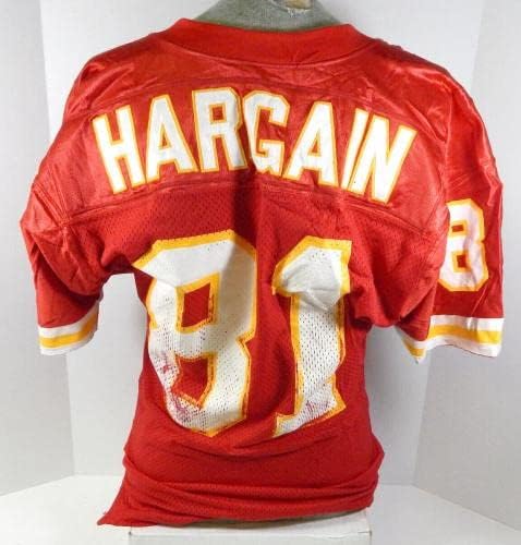 1993 Chefes de Kansas City Tony Hargain 81 Game usado Jersey Red 40 DP34341 - Jerseys de Jerseys usados ​​da NFL não