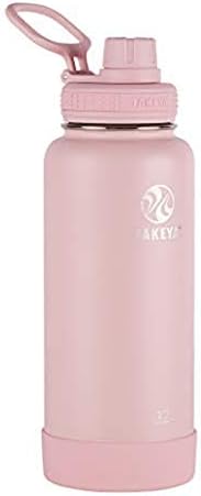 Takeya Actives isolados garrafa de água em aço inoxidável com tampa de bico, 32 onças, blush