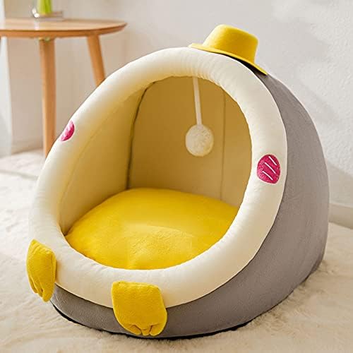 Cama de gato Comeone para gatos internos, lavável máquina, camas de gato para gatos internos ou cães pequenos, filhote, gatinho, gatinho, coelho, anti-deslizamento e fundo resistente à água, urso marrom, l