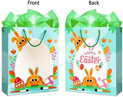Saco de presente de Páscoa de Waahome com Janela Transparente de ovo, 11.5''x9''x5 '' Clear Easter Bunny Egg Sacos de