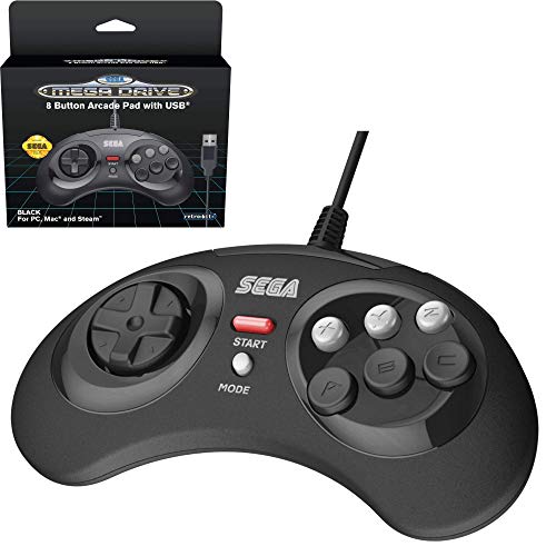 Retrobit - Sega Mega Drive Manette Filaire 8 Boutons - Conexion USB - Noire
