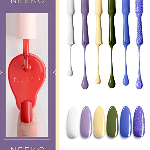 Conjunto de esmaltes neeko gel, 6 PCs Glitter Purple Sparkle Gel Achance Kit, Gel de unhas de neve azul verde azul