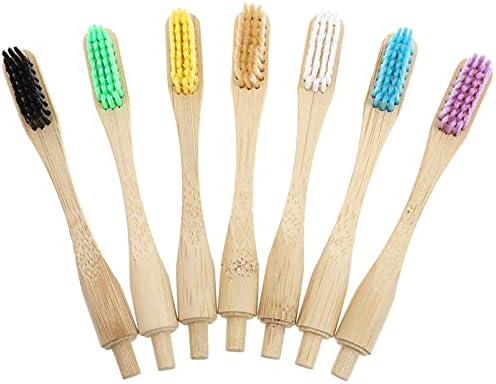 Escovas de dentes de viagem de doitool Carvão natural 7pcs escovas de dentes de nylon de bambu cabeças de dentes de dentes de reposição