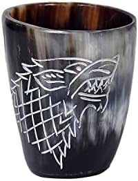 BrainMart autêntico Viking bebendo caneca nórdica de chifre, abridor de garrafas, copo de uísque, com alimentos medievais