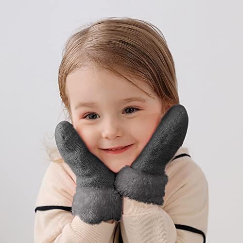 Qvkarw inverno crianças luvas quentes dedos cheios de malha elásticos de malha de esqui por 1 a 6 anos de idade meninas luvas