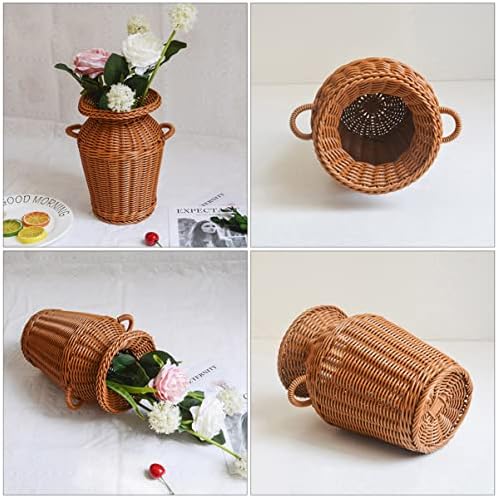 Cabilock 1pc Arranjo à mão Pote de jardim para recipiente, cesto de vime de plantas secas de piso seco, lata cestas de armazenamento