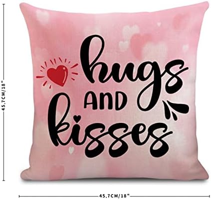 Abraços e beijos UTF4C Tampa de travesseiro, caixa de almofada do dia dos namorados, travesseiro de algodão 18x18in, abraços