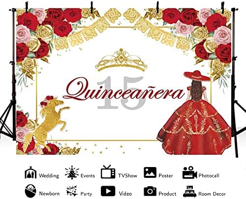 Aibiin 7x5ft western cowgirl quinceanera 15º aniversário cenário mexicano feija bday cenário rosa coroa cavaleiro