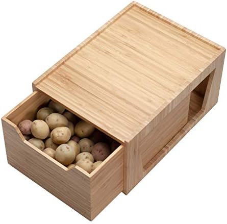 Alta gaveta de bambu, solução de armazenamento empilhável para produtos de cozinha, material de escritório ou cosméticos