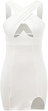 Vestido de verão BMISEGM WOMENS Vestido de vestido recortado de clube Club Dress Dress Halter Halter Mini vestido sem mangas