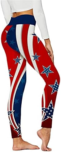 Iqka feminino ioga legging 4 de julho American Flag Stars and Stripes Calças patrióticas Treino de cintura alta, executando calças