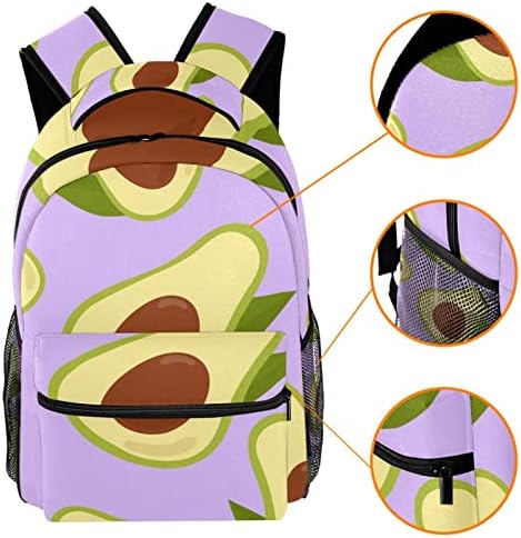 Backpack Rucksack School Bag Travel Daypack casual para mulheres meninas adolescentes, padrão colorido de abacate desenhado